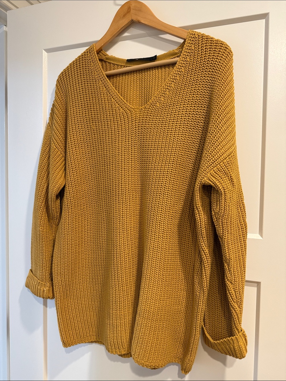 Jenni Kayne V-Neck Oversized Knit Sweater - Mustard